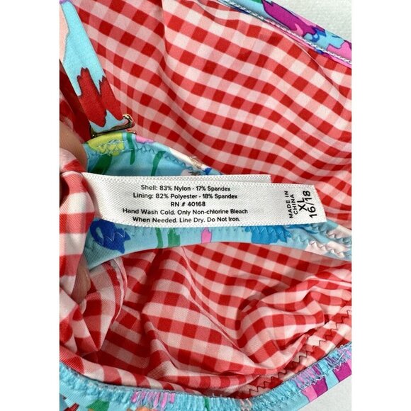 Vera Bradley Superbloom Printed Ruffled Bikini Top Women’s XL 16/18 Blue Floral - Picture 6 of 7